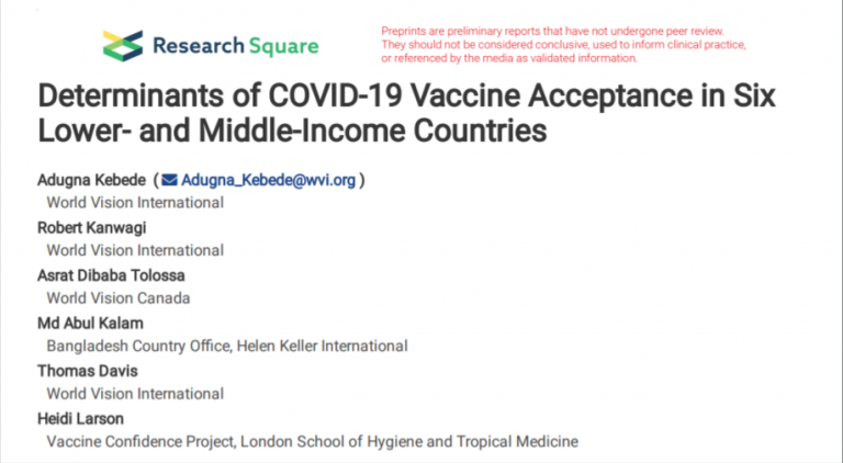 Determinants of COVID-19 Vaccine Acceptance in Six Lower-and Middle ...