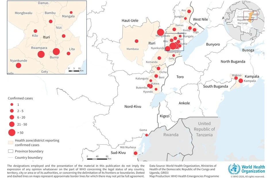 Update: Ebola disease caused by Bundibugyo virus, Democratic Republic of the Congo & Uganda