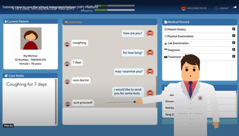 Interactive virtual patient platform for medical training and patient care simulations.