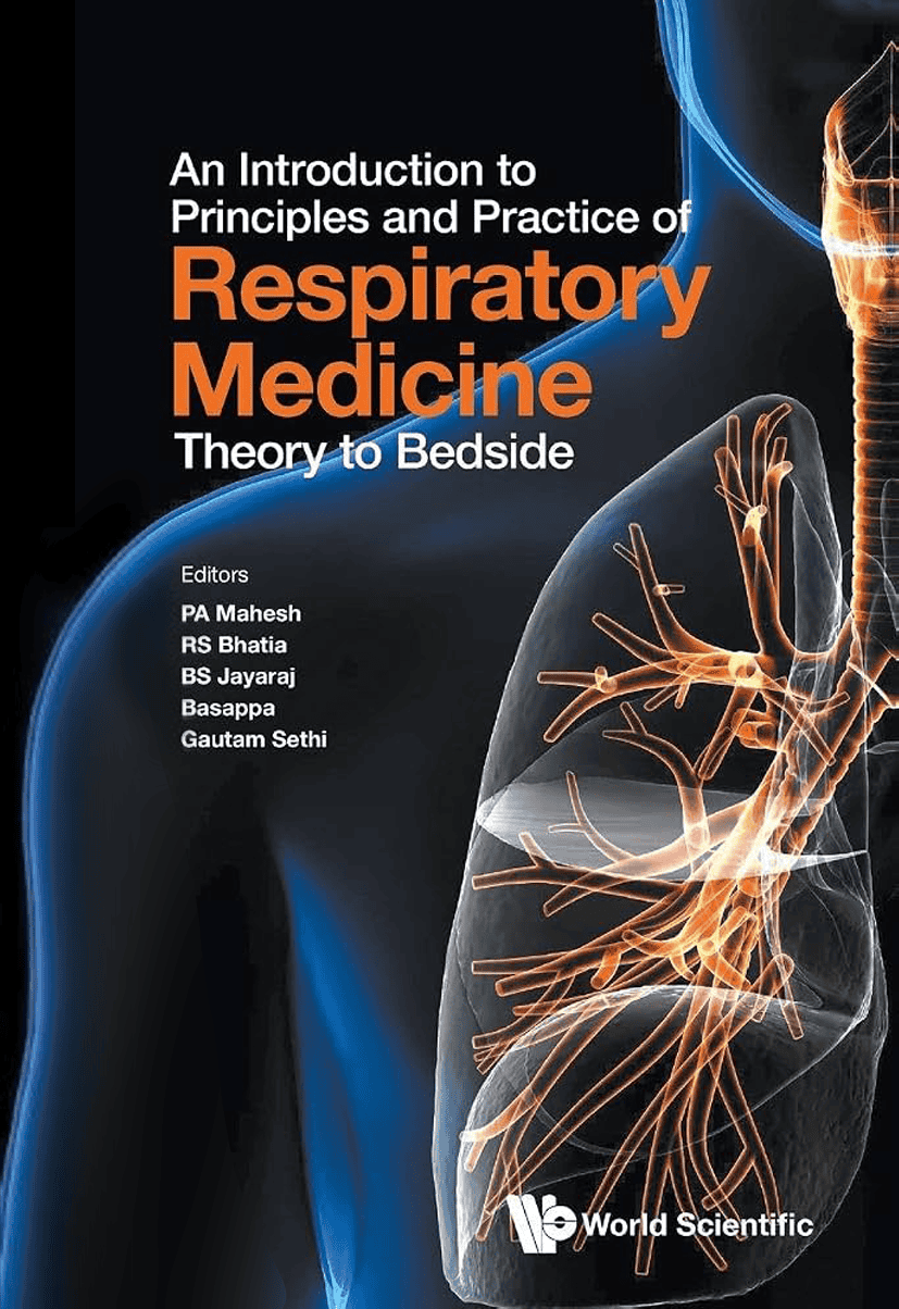 Book cover on respiratory medicine with lung illustration and title.