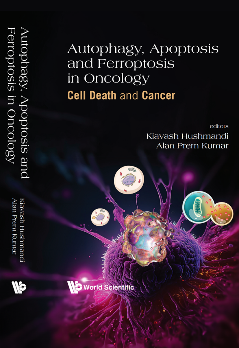 Book cover on autophagy, apoptosis, ferroptosis, and cancer research.