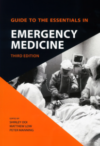 Guide to the Essentials in Emergency Medicine Third Edition featuring healthcare professionals providing emergency patient care in a hospital setting.