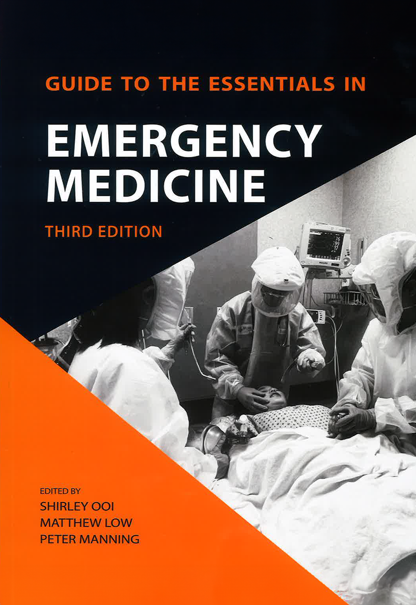 Guide to the Essentials in Emergency Medicine Third Edition featuring healthcare professionals providing emergency patient care in a hospital setting.