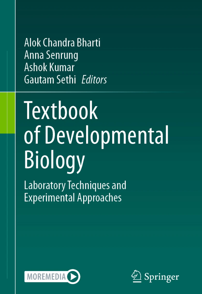 Cover of Developmental Biology textbook by Springer and Moremedia.