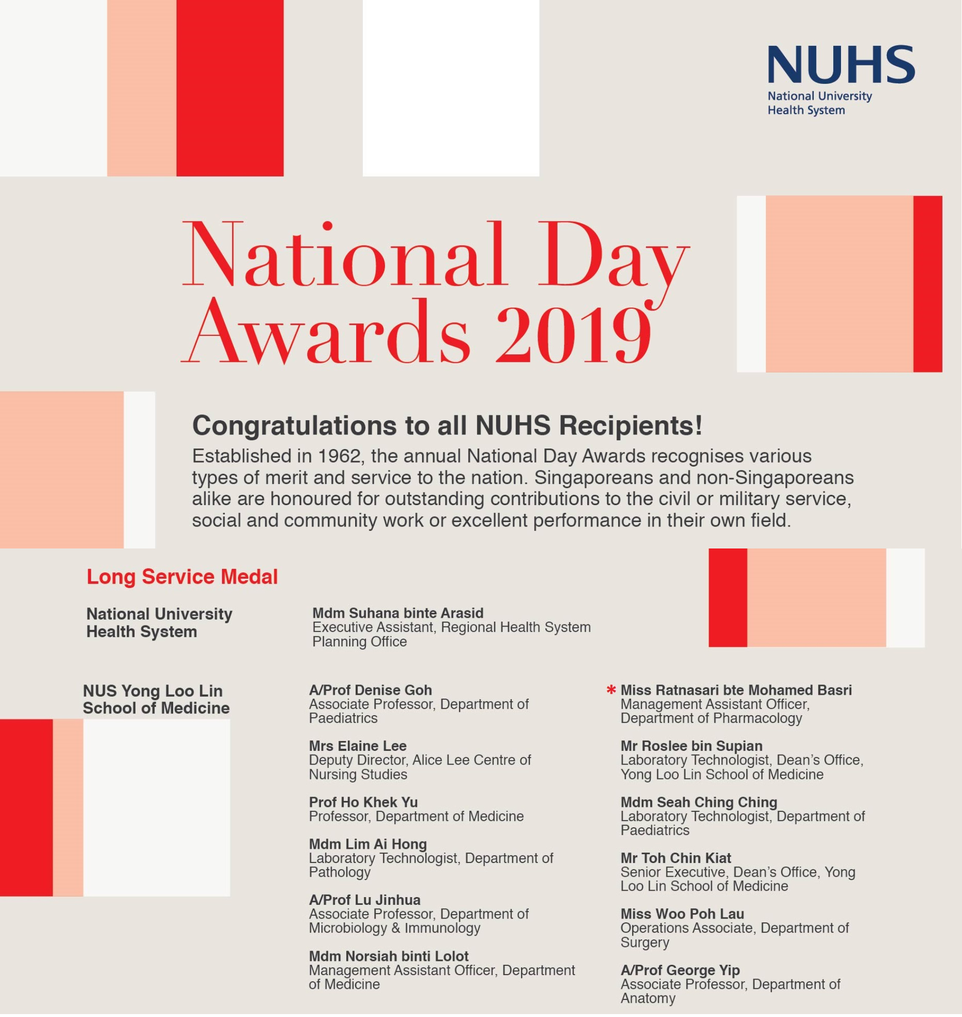 Winner of National Day Awards 2019 Pharmacology