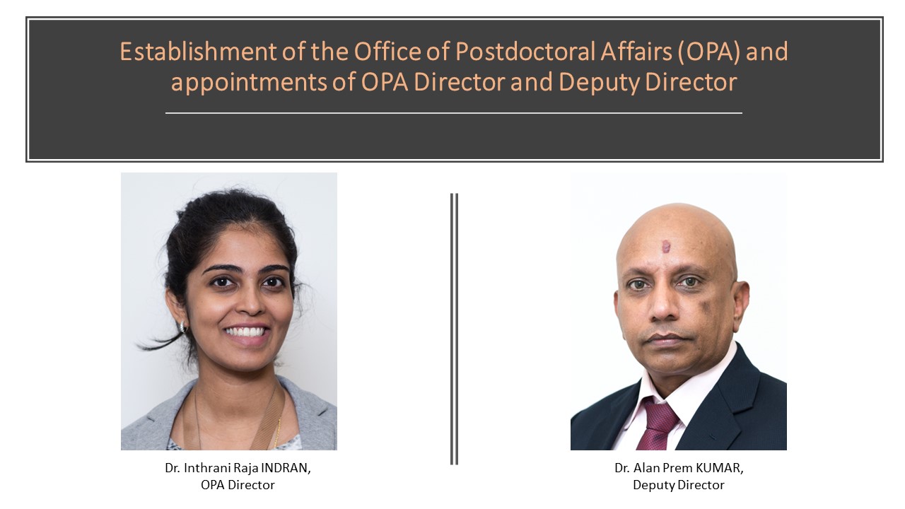 Establishment Of The Office Of Postdoctoral Affairs (OPA) And ...