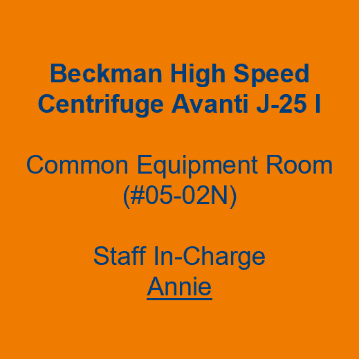 Label - Beckman High Speed Centrifuge