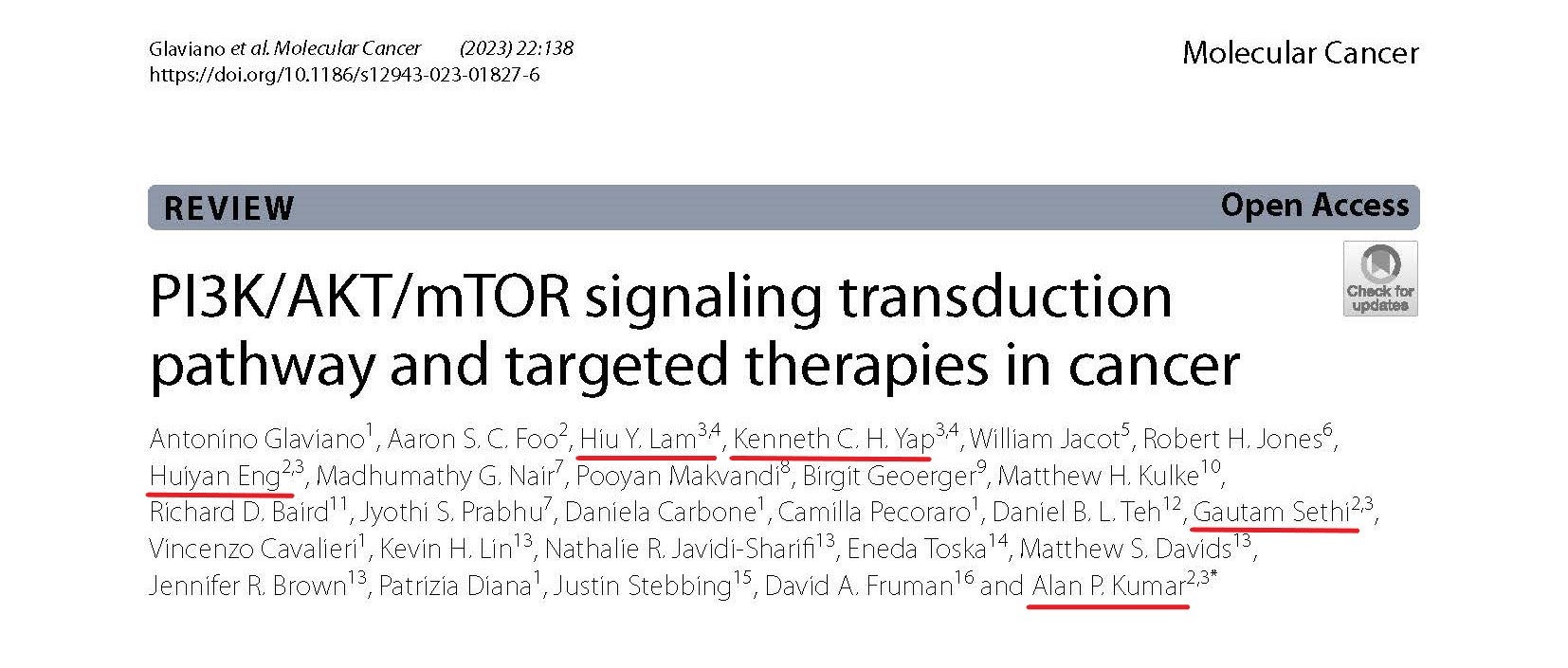 PI3K/AKT/mTOR signaling transduction pathway and targeted therapies in