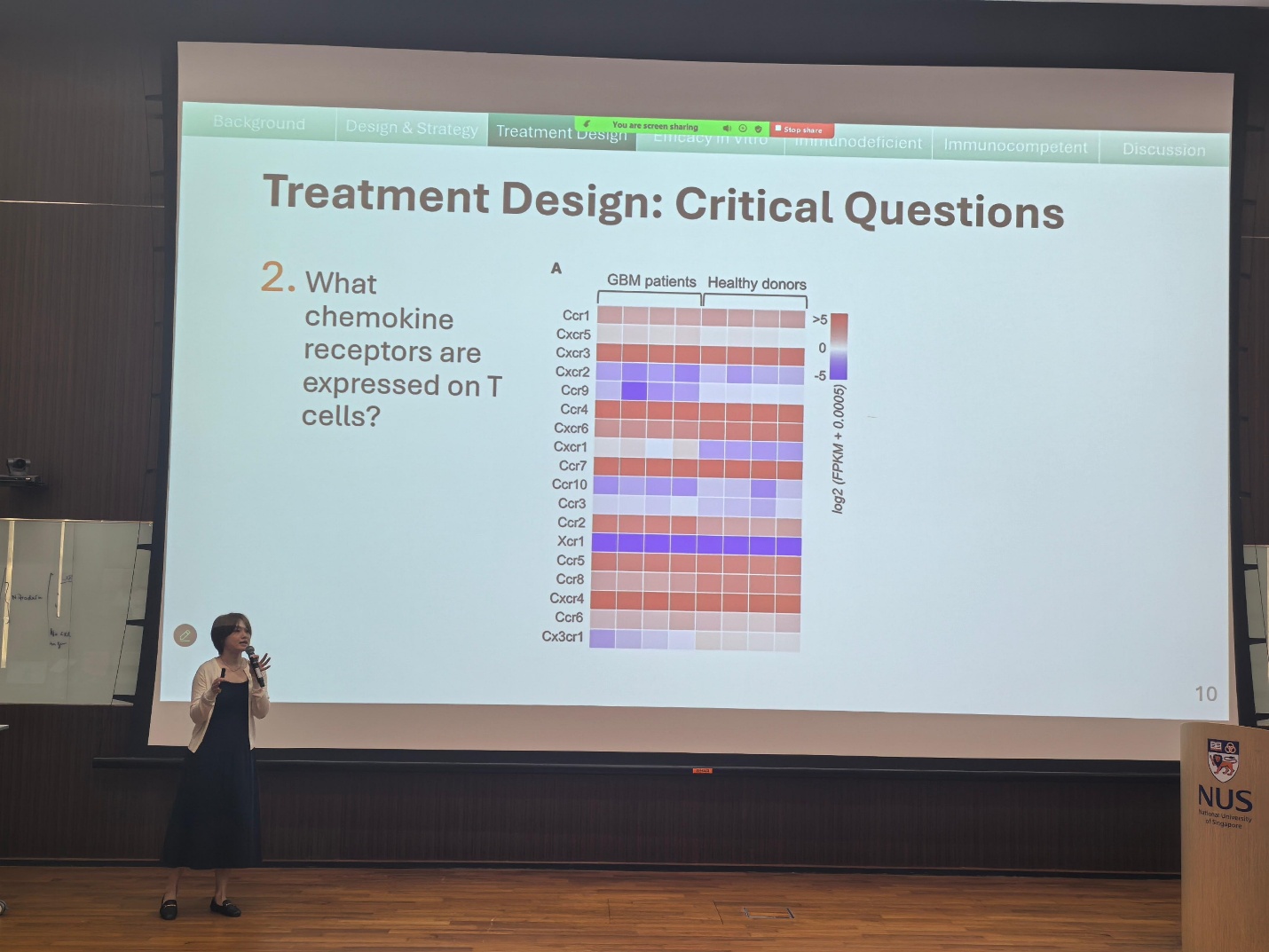 Sheng Jie presenting her capstone project at an MScPHM programme session