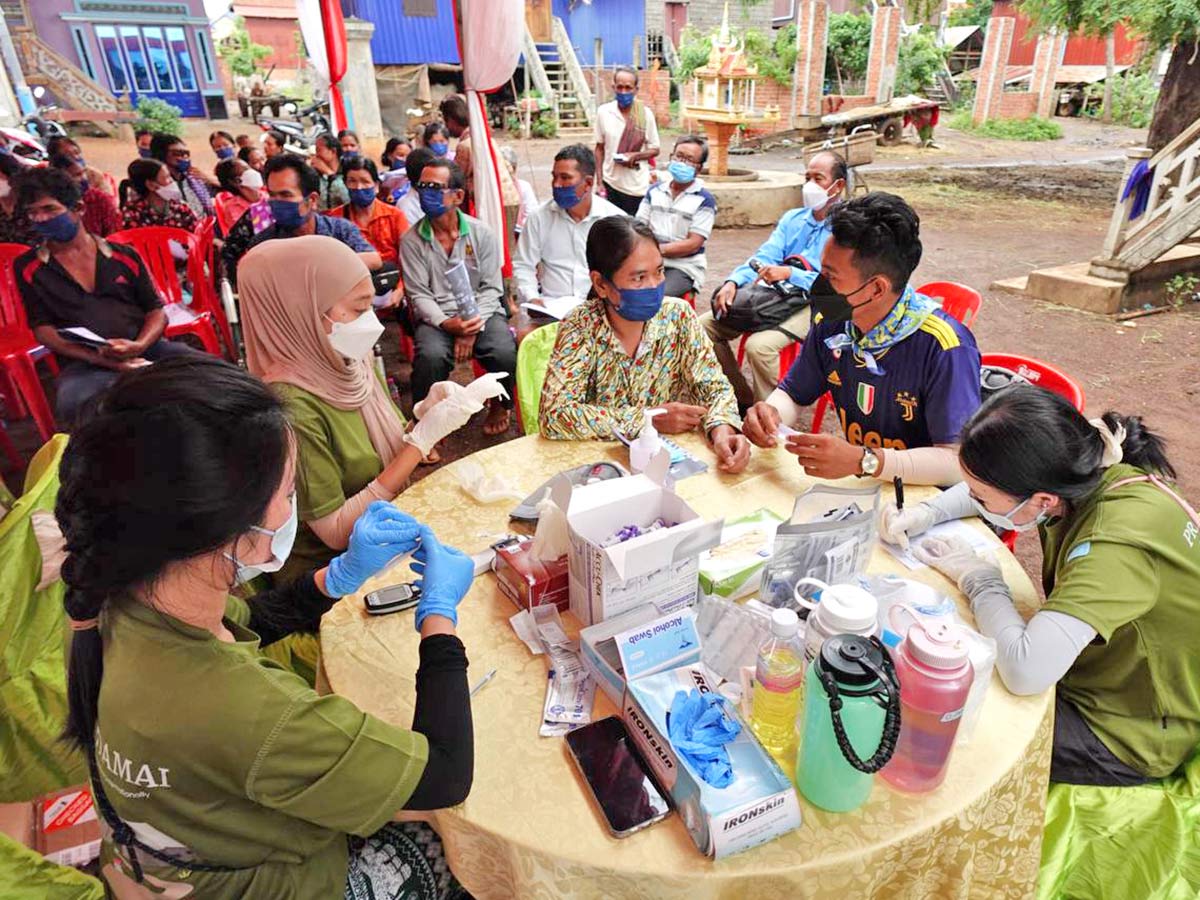 Conducting health screenings at the mobile clinic.