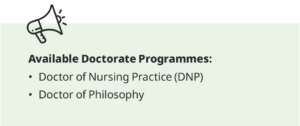 Available Doctorate Programmes: Doctor of Nursing Practice (DNP). Doctor of Philosophy.