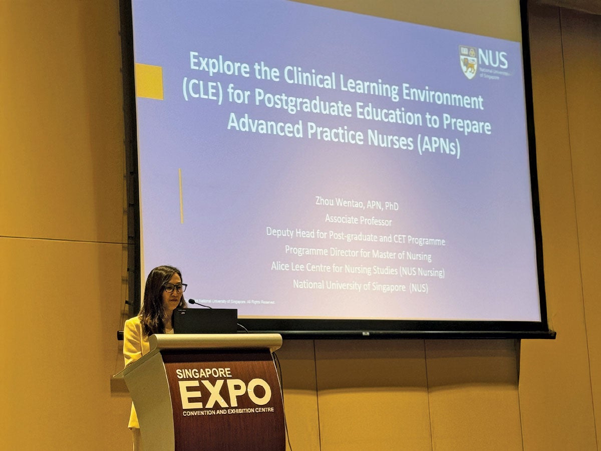 Dr Zhou speaking at the International Nurse Education Conference 2024 held in Singapore.