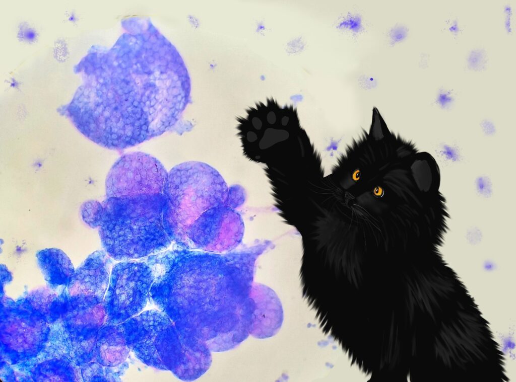 Black Cat With Thyroid Tissue Fragments by Mr Roy Haiqel