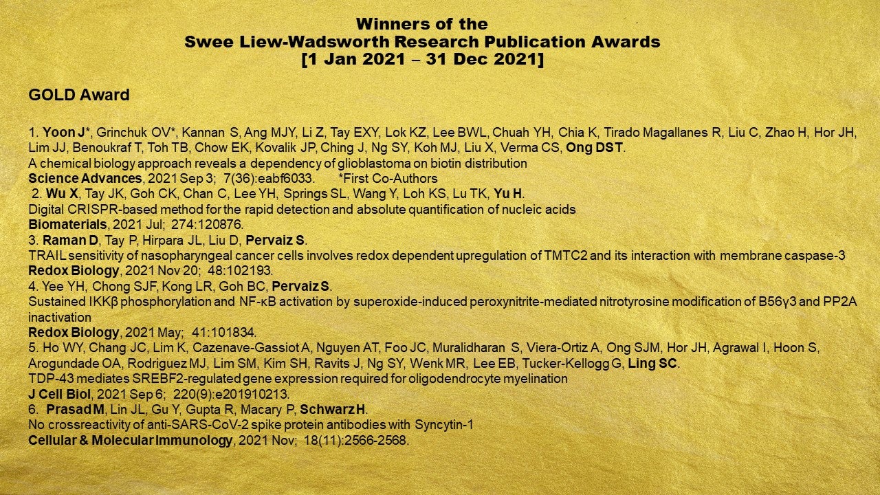 Swee Liew-Wadsworth Research Publication Awards [1 Jan 2021 – 31 Dec 2021] – Gold Awards