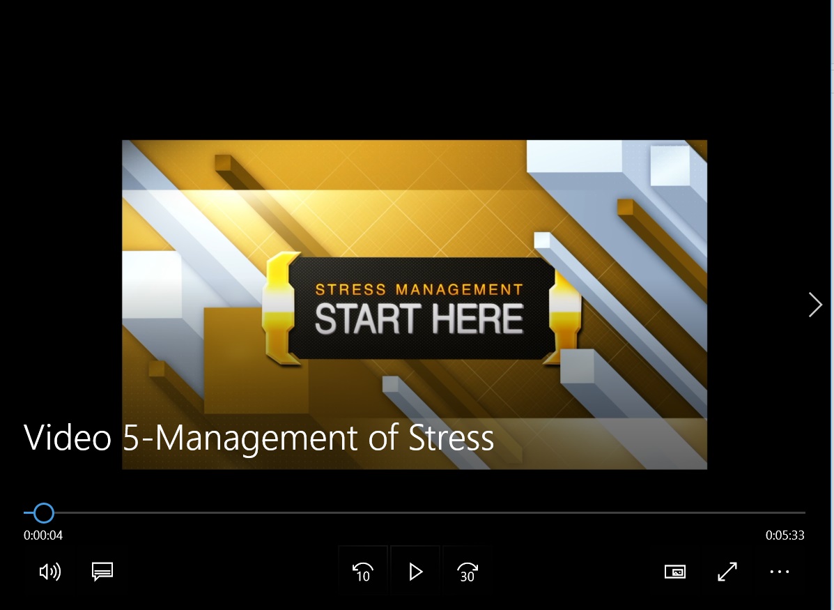 Video 5. Management of Stress