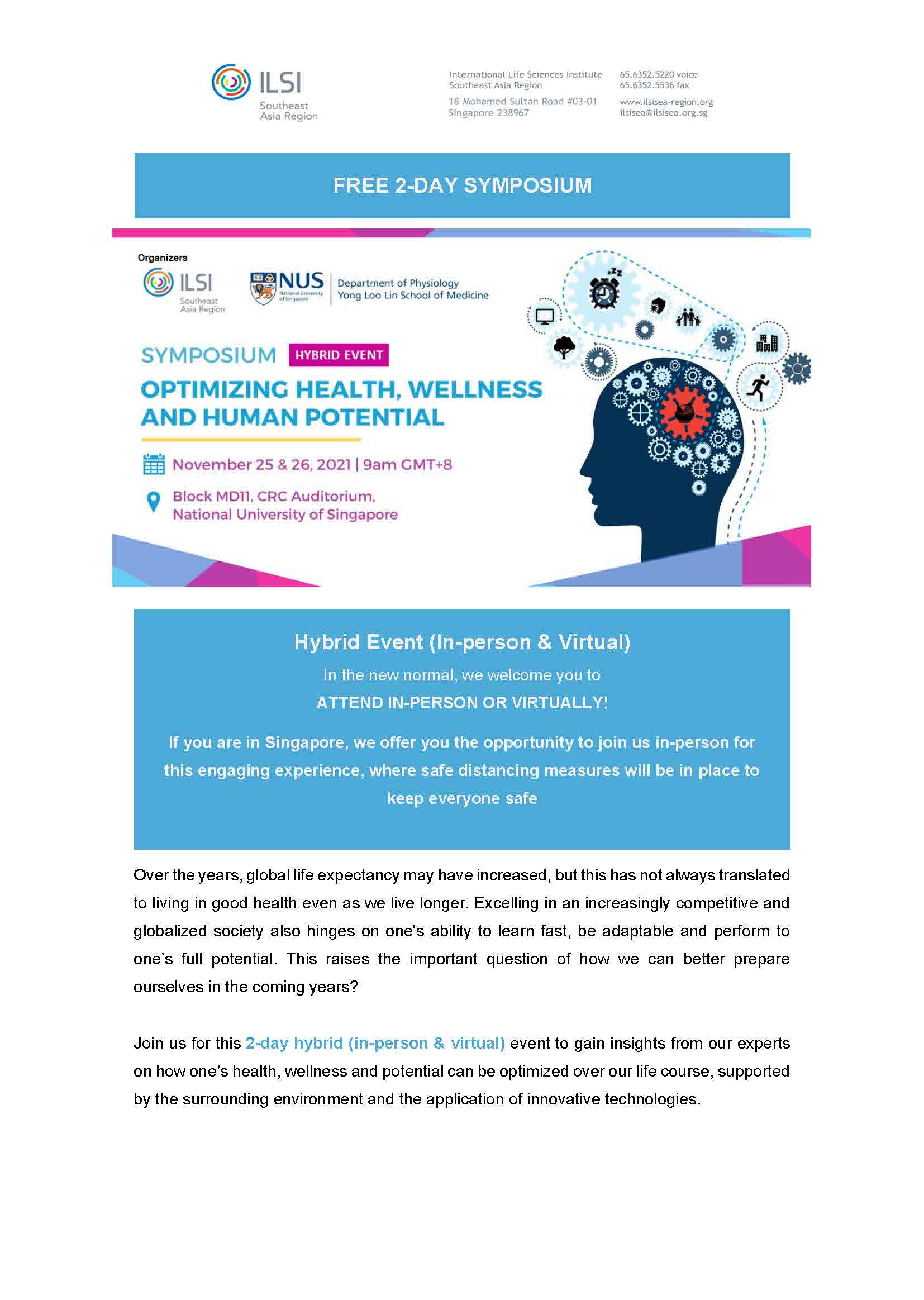 ILSI Symposium on Optimizing Health, Wellness and Human Potential