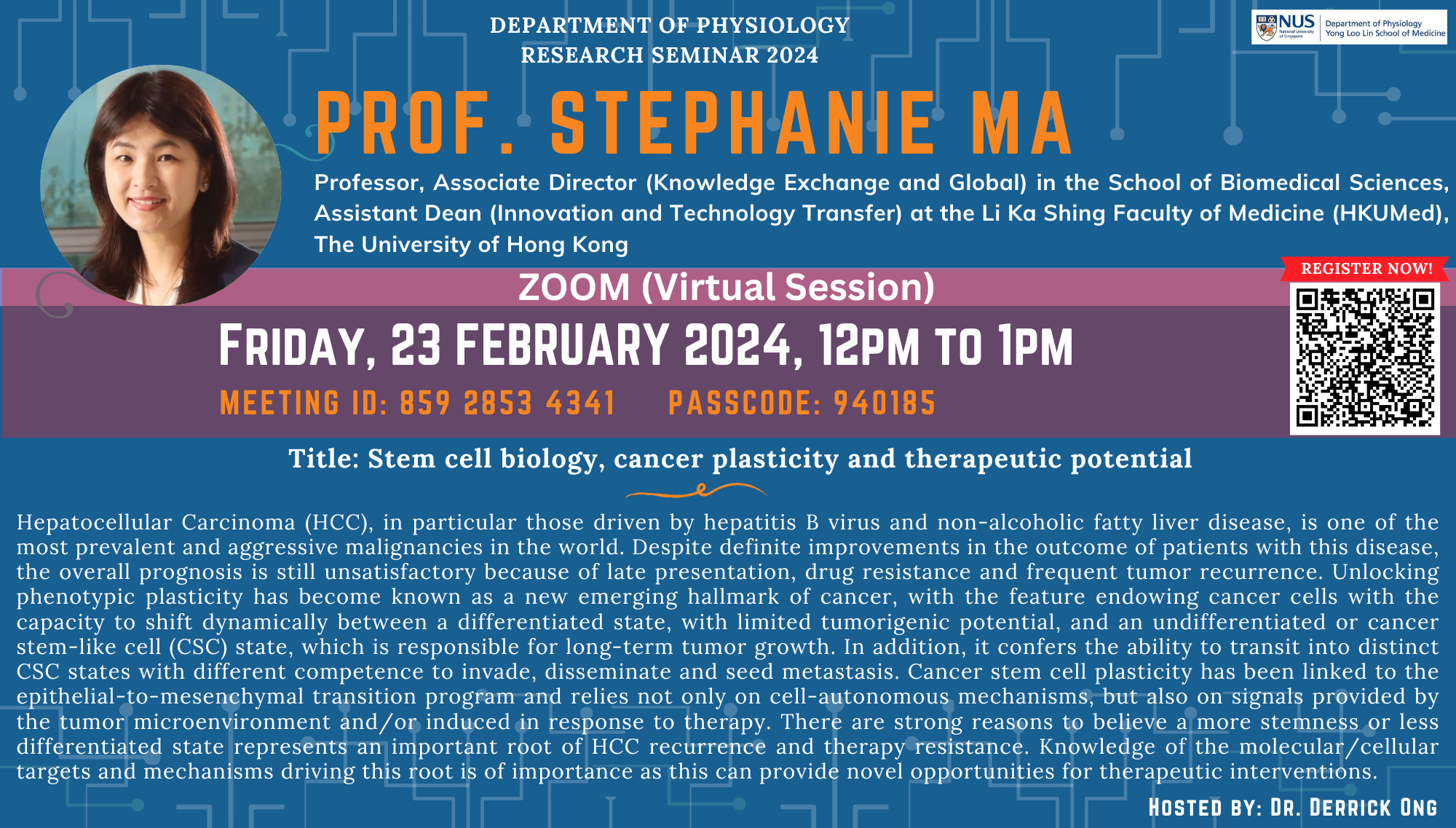 Physiology Research Seminar 23 February 2024