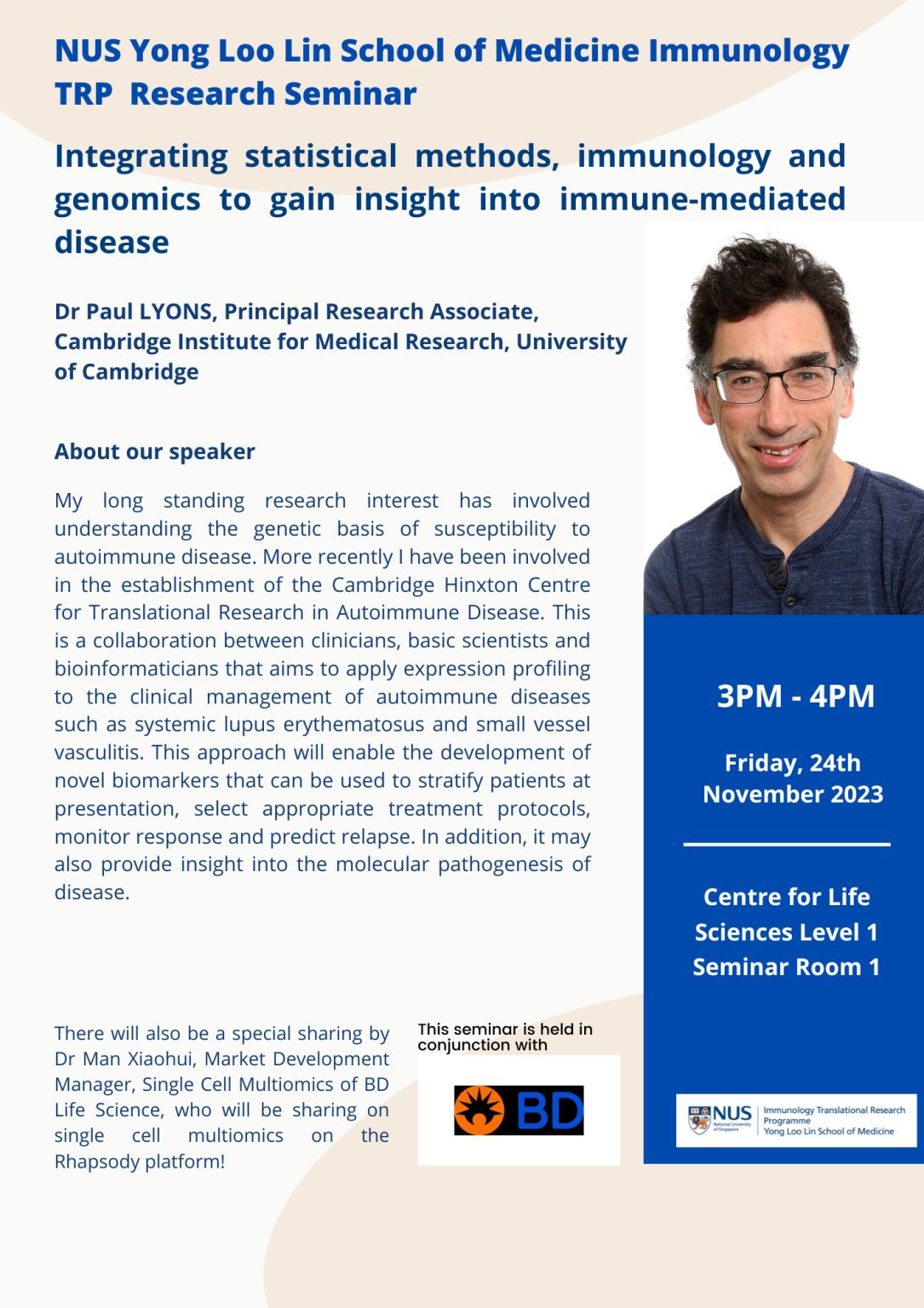 NUS Yong Loo Lin School Of Medicine Immunology TRP Research Seminar ...