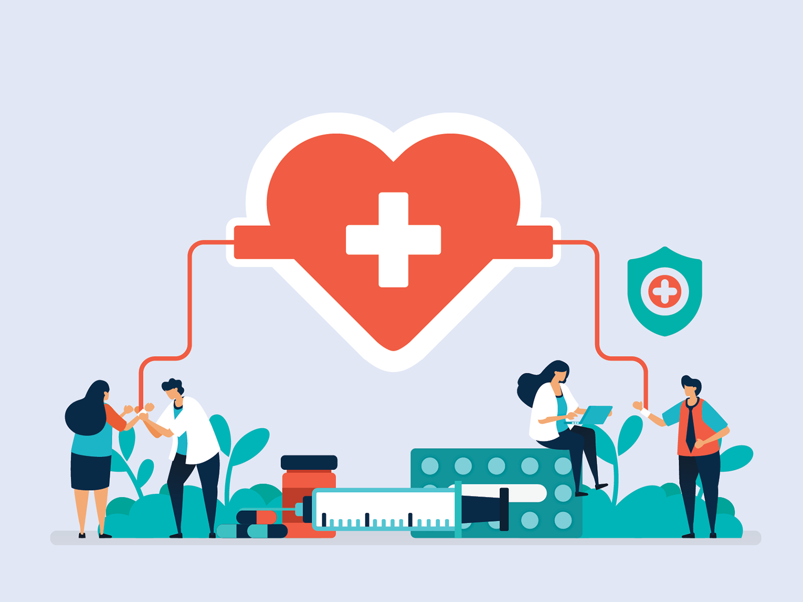 Abstract vector illustration of doctors specializing in cardiovascular health.