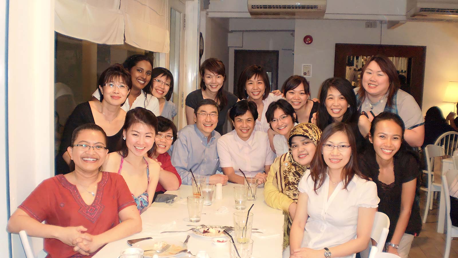 Prof Emily at an earlier gathering with NCIS nurses and Prof John Wong.
