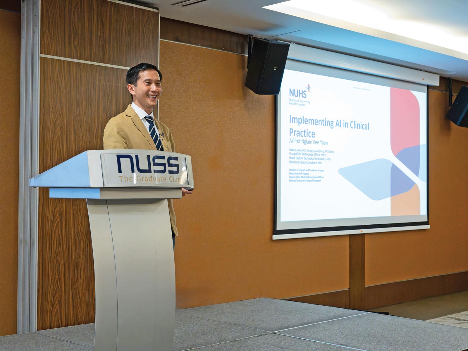 Associate Professor Ngiam Kee Yuan, Group Chief Technology Officer, National University Health System (NUHS), Head of the Department of Biomedical Informatics in NUS Medicine, spoke about AI in Clinical Practice, and its challenges.