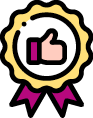 Infograph icon of thumbs up medal badge.