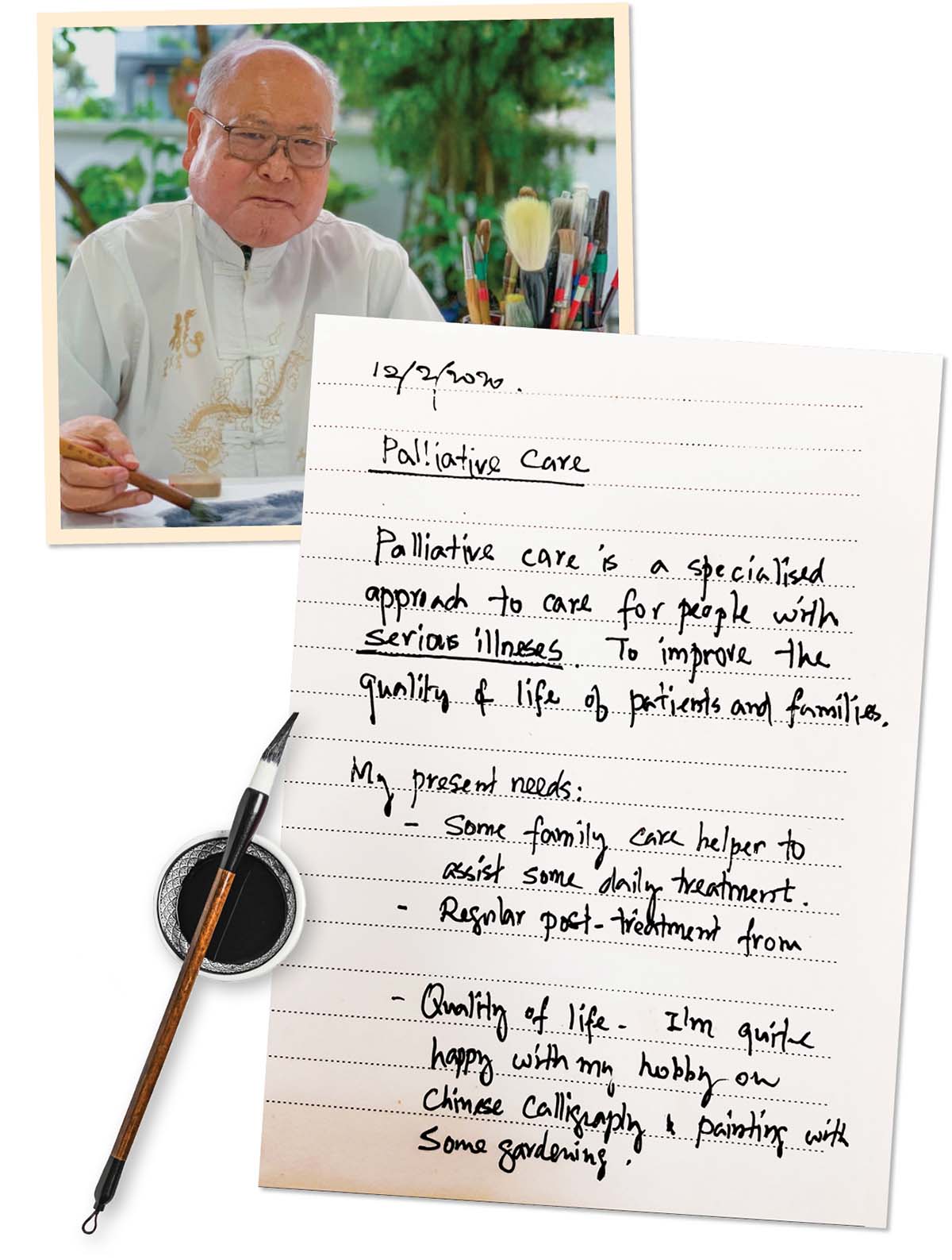 Image of Mr Lee How Son, taken from HCA Hospice’s Instagram page, and Mr Lee How Son’s notes.