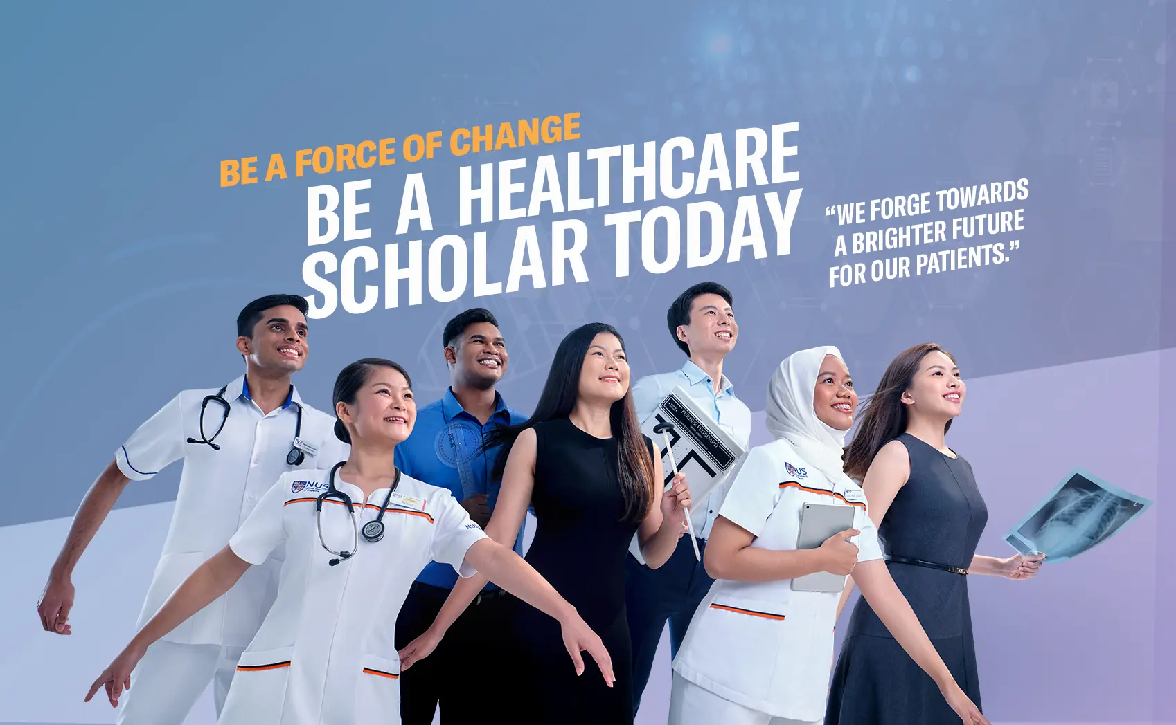 Diverse medical students promoting financial assistance for MBBS