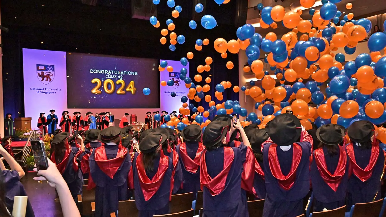 Balloon drop adds a festive touch to the Commencement Ceremony.