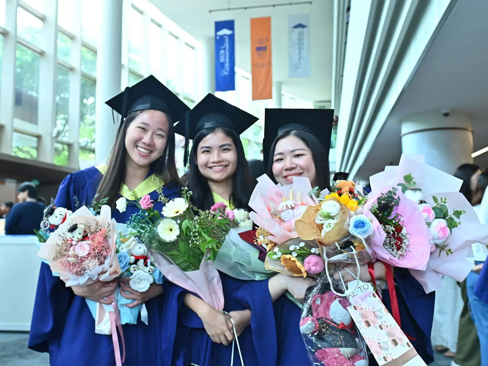 Convocation photo of 3 female graduates after attending the APN speech