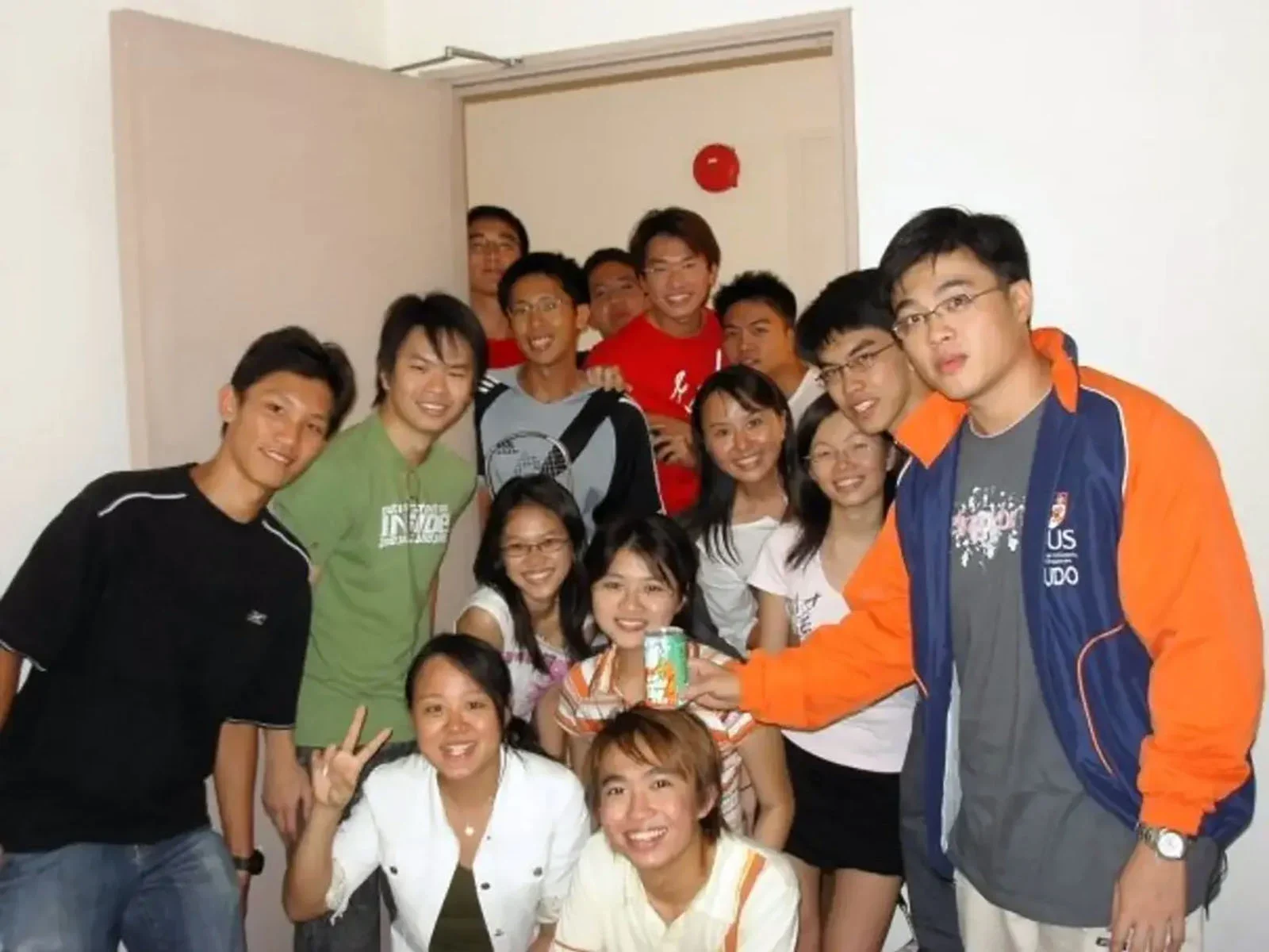 Group photo of various classmates hanging out after school.