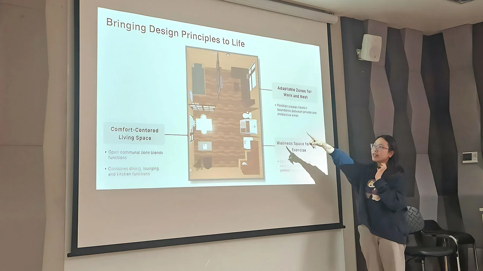 Debbie Goh presenting her teams capstone project.