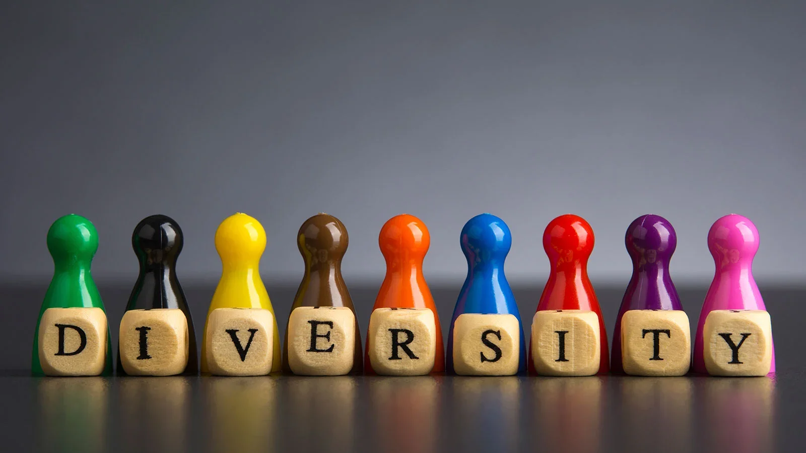 Multiple coloured pencils spelling Diversity.