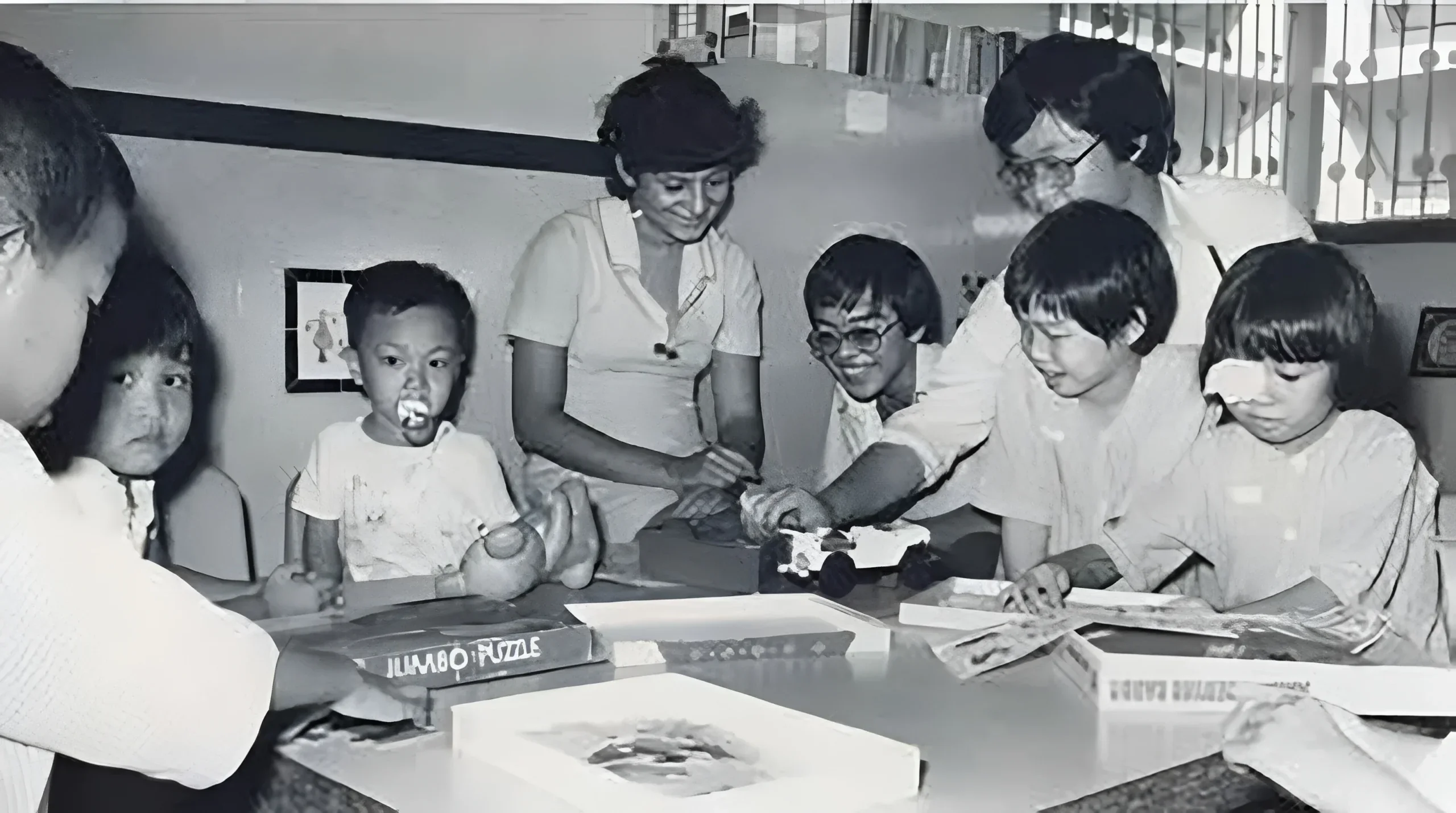 Monochromatic photo of children warded at the Mistri Wing Paediatric Ward