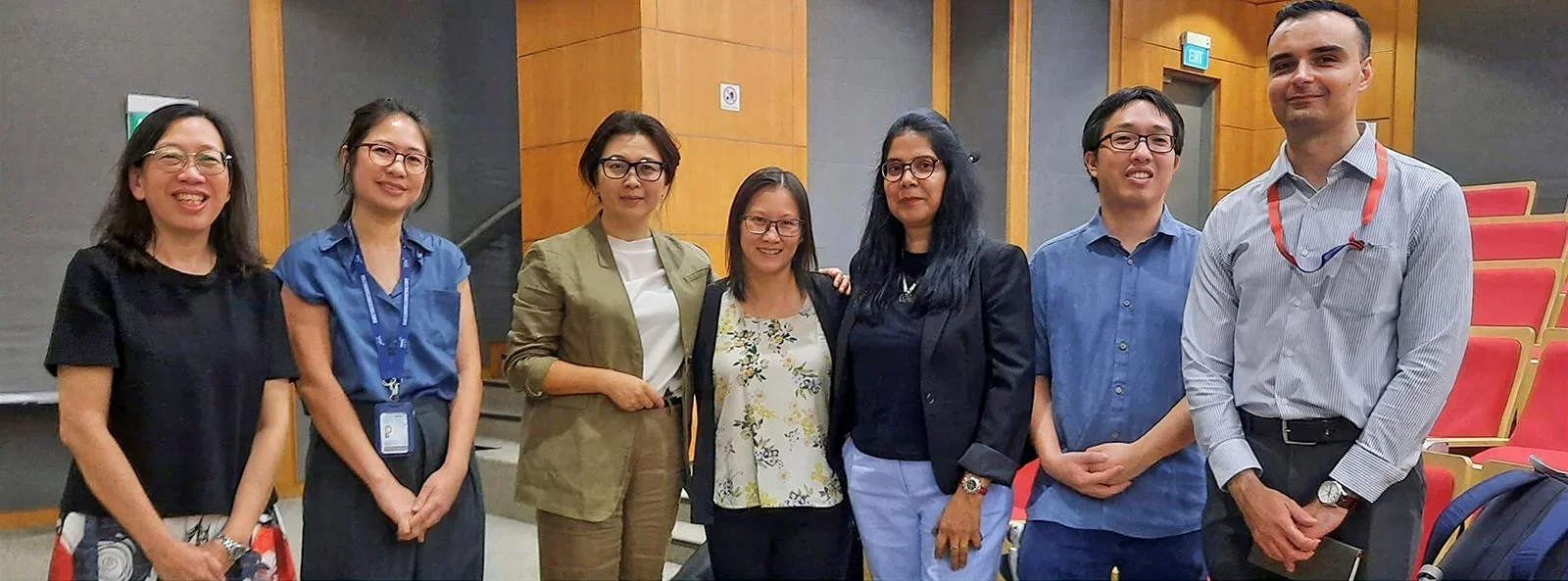 Prof Zhang (third from left) together with the NUSMedSci Alliance team supporting the Trailblazer series. (From left) Ms Sherline Tay, Manager, Dr Clara Cheong, Deputy Director - Education and Research Office NUHS, Prof Zhang, guest speaker, Assoc Prof Thai Tran, Chair of NUSMedSci Alliance, Ms Amutha Raju, Manager, Mr Woon Tien Cheng, Senior Executive and Mr Emanuel Dobrescu, Manager.