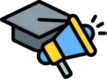 Icon - Convocation cap and loudspeaker.