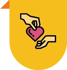 Icon - Left hand holding a heart to drop onto right hand.